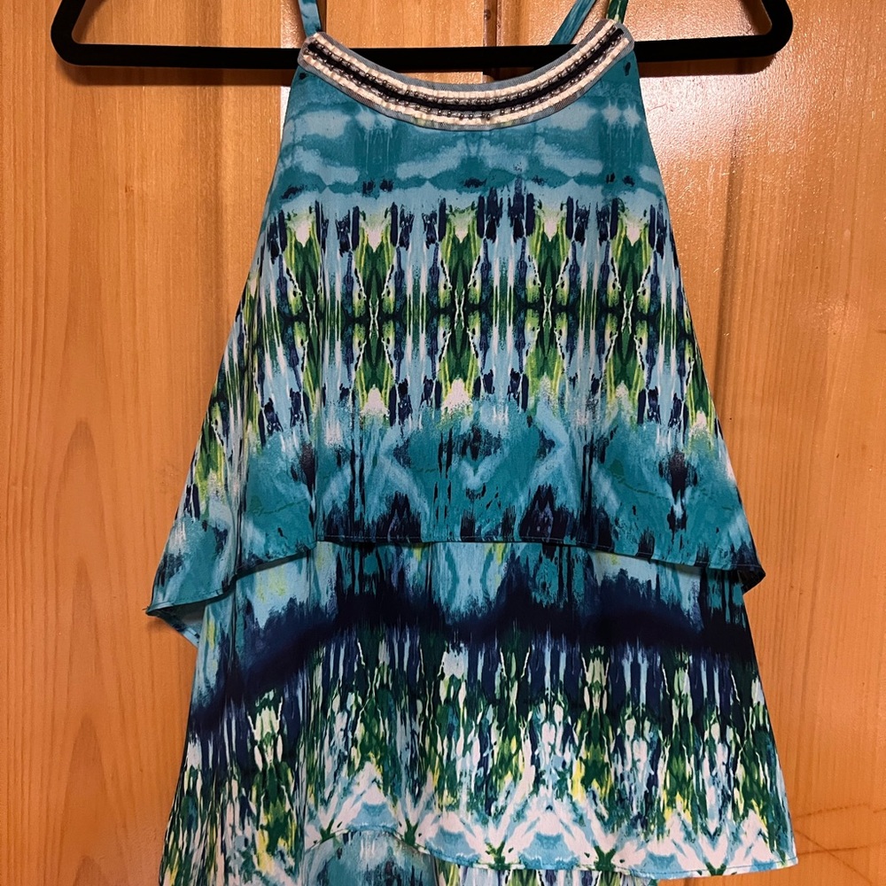 Iz Byer Teal and Gray Dress